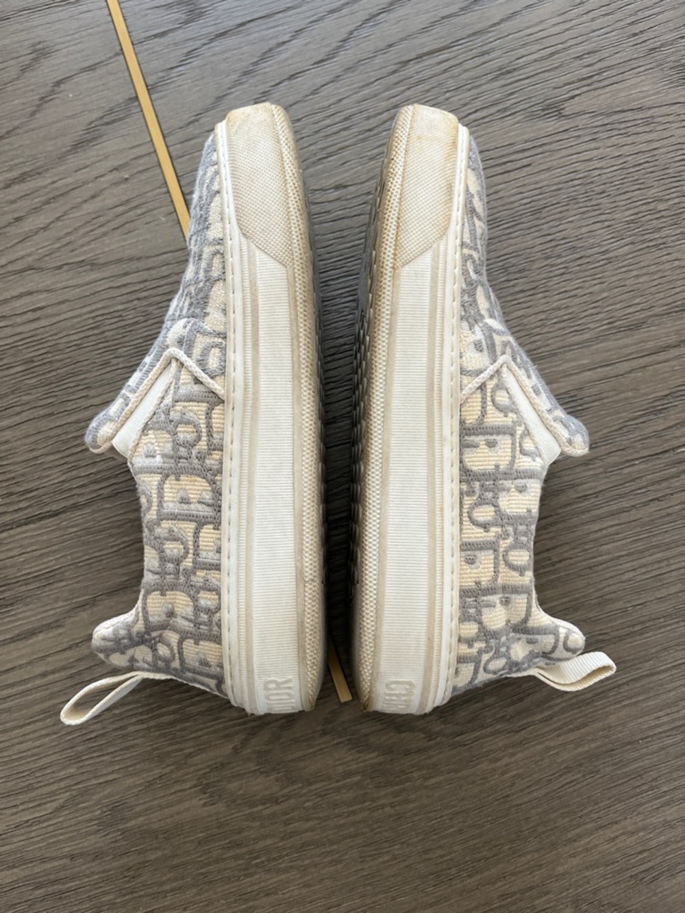 Monogram Slip-On Canvas Sneakers in Light Gray and Cream - Picture 5 of 6
